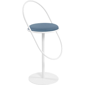 Tabouret de bar Paperflow Saturne, avec dossier, hauteur d'assise 765 mm, rembourré, 100 % recyclable, revêtement en similicuir bleu, piétement blanc