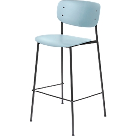 Tabouret de bar Paperflow SOHO, dossier, empilable, L 445 x P 425 x H 760 mm, polypropylène et acier laqué, bleu/noir, 2 pièces