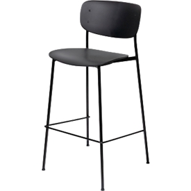 Tabouret de bar Paperflow SOHO, dossier, empilable, L 445 x P 425 x H 760 mm, polypropylène et acier laqué, noir/noir, 2 pièces