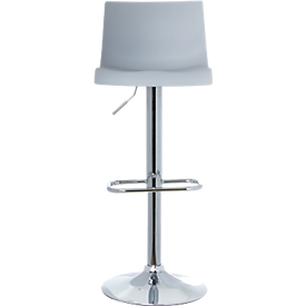 Tabouret de bar Sacramento Paperflow, siège PP, hauteur ajustable, orientable à 360°, H 590-815 mm, gris, lot de 2