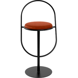 Tabouret de bar Saturne Meet by Paperflow - avec dossier - hauteur d'assise 765 mm - rembourré 100 % recyclable - tube d'acier noir - velours rouille