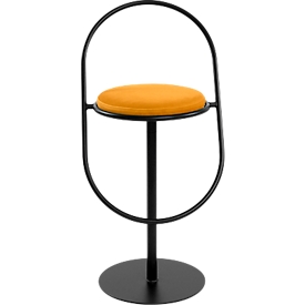Tabouret de bar Saturne Meet by Paperflow - avec dossier - hauteur d'assise 765 mm - rembourré 100 % recyclable - tube d'acier noir - velours safran