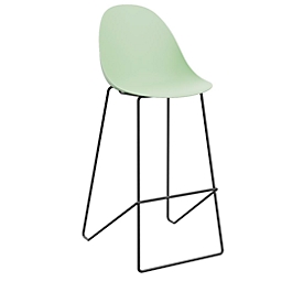 Tabouret de bar Vide, base en tube d'acier, L 505 x P 590 x H 760 mm, vert/noir, 2 pièces