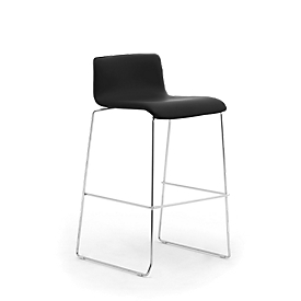 Tabouret de bar Zerosedici, empilable, piétement chromé, revêtement noir, 2 pièces