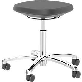 Tabouret de travail Labsit, rembourrage SKINTEC, L 400 x P 400 x H 450 - 650 mm, noir
