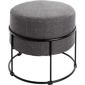 Tabouret HAKU, rembourré, L 480 x P 480 x H 430 mm, tissu et acier, anthracite-noir