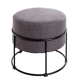 Tabouret HAKU, rembourré, L 480 x P 480 x H 430 mm, tissu et acier, anthracite-noir