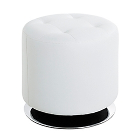Tabouret HAKU, rond, pivotant, rembourré, Ø 400 x H 400 mm, similicuir et acier, blanc-chrome