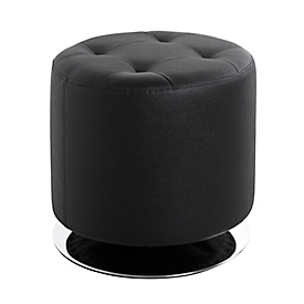 Tabouret HAKU, rond, pivotant, rembourré, Ø 400 x H 400 mm, similicuir et acier, noir-chrome