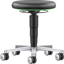 Tabouret Medical / de laboratoire, roulettes, similicuir, anneau de couleur vert