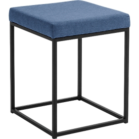 Tabouret Paperflow Cube, design industriel, revêtement polyester, structure acier & contreplaqué, L 370 x P 370 x H 480 mm, bleu