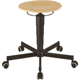 Tabouret pivotant 9468, avec roulettes, hêtre, laqué