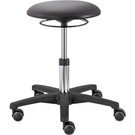 Tabouret pivotant TEC basic IS 1989, réglable en hauteur, assise ergonomique rembourrée, gris platine