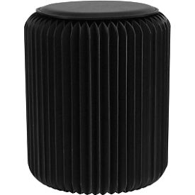 Tabouret pliable Paperflow, carton alvéolé, coussin d'assise en similicuir, Ø 300 mm x H 420 mm, jusqu'à 300 kg, noir