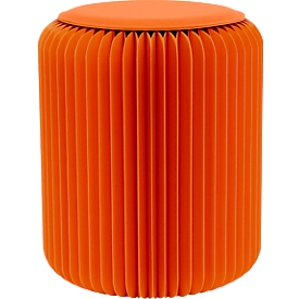 Tabouret pliable Paperflow, carton alvéolé, coussin d'assise en similicuir, Ø 300 mm x H 420 mm, jusqu'à 300 kg, orange