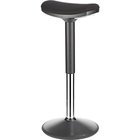 Tabouret réglable en hauteur - H 560-810 mm - tissu - noir/argenté