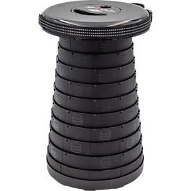 Tabouret télescopique WEDO® SITTOGO®NXT, pliable, réglable en hauteur, avec sangle, jusqu'à 150 kg, plastique ABS, noir