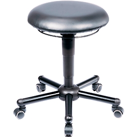 Tabouret XXL meychair Assistant Pro A19-10020, avec roulettes, réglable en hauteur, jusqu'à 250 kg, acier &amp; similicuir, résistant aux désinfectants, noir
