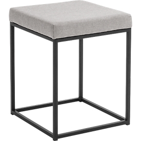 Taburete Paperflow Cube, diseño industrial, funda de poliéster, estructura de acero y madera contrachapada, ancho 370 x fondo 370 x alto 480 mm, gris