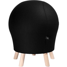 Taburete Sitness Alpine, con pelota de gimnástica integrada, tapizado 75% lana virgen, negro