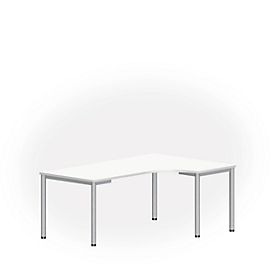 Tafel in vrije vorm NEVADA, B 1800 x D 1200/800 x H 740 mm, rond, wit/aluminum zilver 