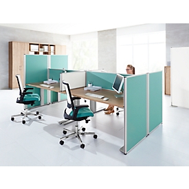 Tafelscheidingswand op tafelblad geluidsisolatie systeem 40, B 800 x H 400 mm, turquoise