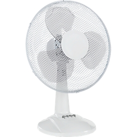 Tafelventilator, Ø 400 mm, 3 snelheden, oscillerend, in hoogte verstelbaar en zwenkbaar, 45 W vermogen, wit