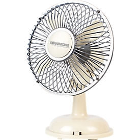 Tafelventilator Retroventilator, 2 snelheden 2,5 W, USB-aansluiting, kantelen en draaien, B 195 x D 150 x H 130 mm, wit
