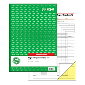 Tages-/Regiebericht Sigel SD030, selbstdurchschreibend, DIN A4, 2 x 40 Blatt