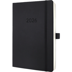Tageskalender Sigel Conceptum 2026 C2620, A5, 400 Seiten, 1 Jahr, 1 Seite für je 1 Tag, PEFC®-Papier/Kunststoff, schwarz
