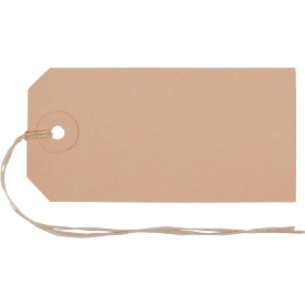 Tags Biella, with string, L 90 x W 45 mm, brown, 50 pieces