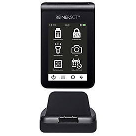 TAN &amp; TOTP Generator REINER SCT tanJack® deluxe, 2-factor authenticatie, extra PIN-bescherming 3,5" touch display, kaartsleuf, incl. laadstation &amp; voedingseenheid, zwart