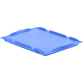 Tapa cobertora D43 para caja con dimensiones norma europea LTB/ELB, 400 x 300 mm, azul
