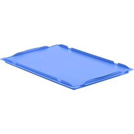 Tapa cobertora D64 para caja con dimensiones norma europea LTB/ELB, 600 x 400 mm, azul