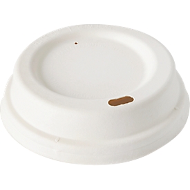 Tapa de cúpula para vasos Papstar Pure Zero, apta para microondas, Ø 80 x H 25 mm, de cartón de caña de azúcar con certificación FSC®, color crema, 50 unidades.