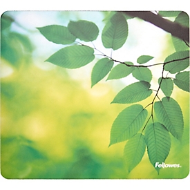 Tapis de souris Fellowes, Design Feuilles, 85 % PCR, L 203 x P 2 x H 228 mm, vert