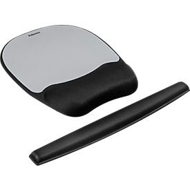 Tapis souris avec repose-poignets et repose-poignets pour clavier Memory Foam- noir/argent - set avantageux