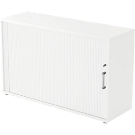 TARVIS cross-cutting shutter cabinet, 2 storage heights, W 1200 x D 400 x H 825 mm, lockable, stackable, white/white