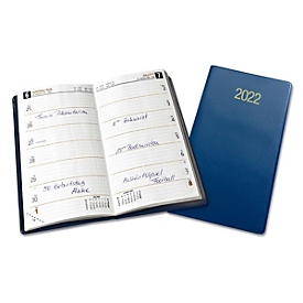 Taschenkalender, mit Telefonregister, 32 Seiten, B 90 x H 160 mm, Werbedruck 70 x 30 mm, blau