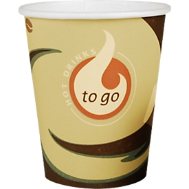 Tasse à café à emporter, pour 0,2 l, Ø 75 x H 91 mm, carton imprimé, beige-noir, 50 pièces