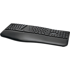 Tastatur Kensington Pro Fit® Ergo, ergonomisches Design, kabellos, Handgelenkauflage, Windows & Mac, B 216 x T 436 x H 38 mm schwarz