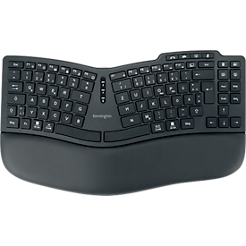 Tastatur Kensington Pro Fit™ Ergo KB675 EQ TKL, kabellos, wiederaufladbarer Akku, QWERTZ, für bis zu 3 Endgeräte, Handballenauflage, PCR, schwarz