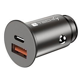 Techly Auto-Netzteil - 38 Watt - 3 A - Fast Charge 3.0 - 2 Ausgabeanschlussstellen (USB, 24 pin USB-C)