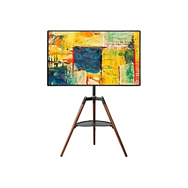 Techly ICA-TR58 - Aufstellung - Stativ - für Flachbildschirm - mit Regal - Stahl, Kunststoff, Buche - Braun/Schwarz - Bildschirmgröße: 81.3-165.1 cm (32"-65")