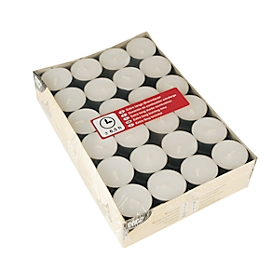 Teelichter Papstar, Brenndauer ca. 6,5 h, Ø 39 x H 17,5 mm, Paraffin & Palmstearin, weiß, 72 Stück