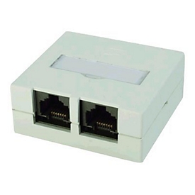 Telegärtner VAD 8/8 Ap Compact-S - Wanddose - CAT 6e - STP - RJ-45 X 2 - Pure White, RAL 9010