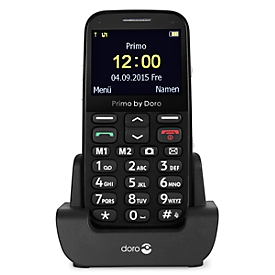 Téléphone mobile Primo 366 Doro, bouton SOS, fonction ICE, noir
