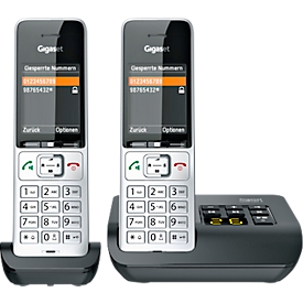 Téléphone sans fil Gigaset Comfort 500A Duo, répondeur, compatible avec les appareils auditifs, noir