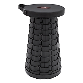 Telescopische kruk WEDO SITTOGO, Ø 255 x H 65-440 mm, belastbaar tot 130 kg, met draagbeugel & schouderriem, kunststof, zwart