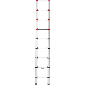 Telescopische ladder Hailo FlexLine, EN 131-6, in hoogte verstelbaar, met 1 hand ontgrendelbaar, tot 150 kg, 9 sporten